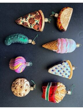 Retired Old World Christmas Blown Glass Food Ornaments